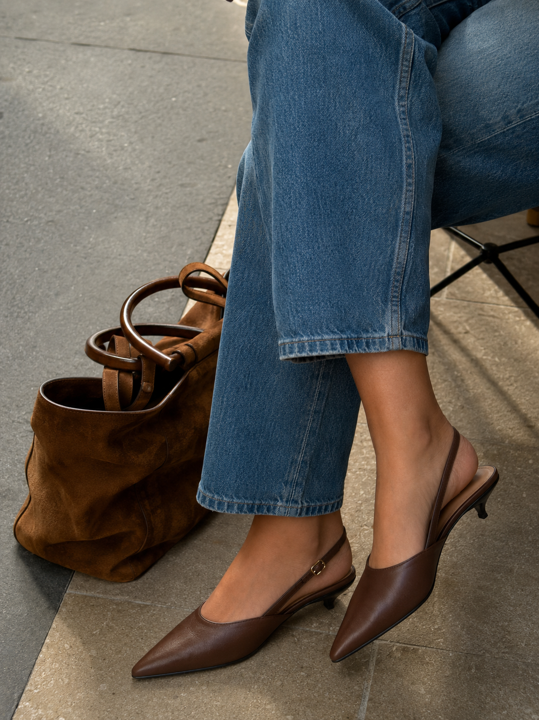 scarpin slingback mila couro café
