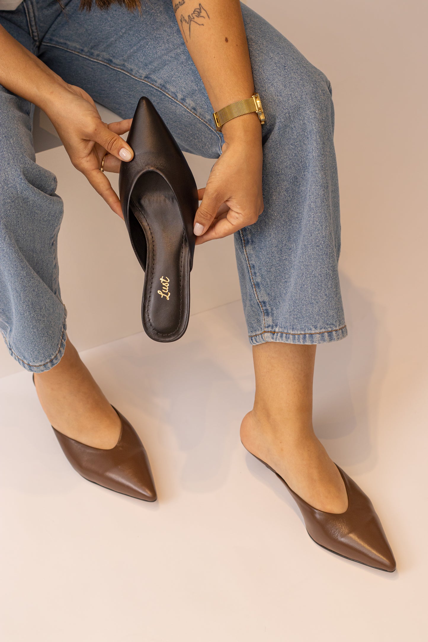 mule bella couro preto