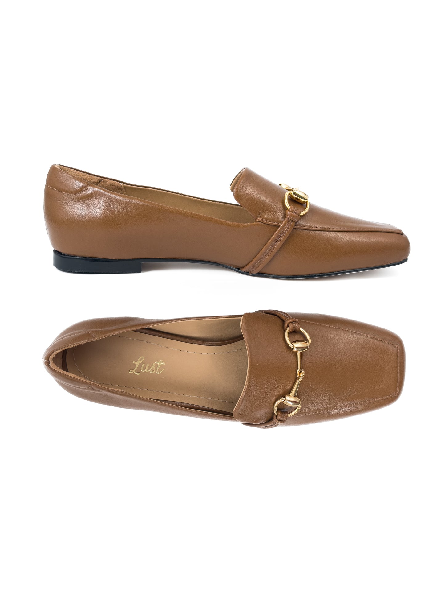 mocassim camille couro caramelo