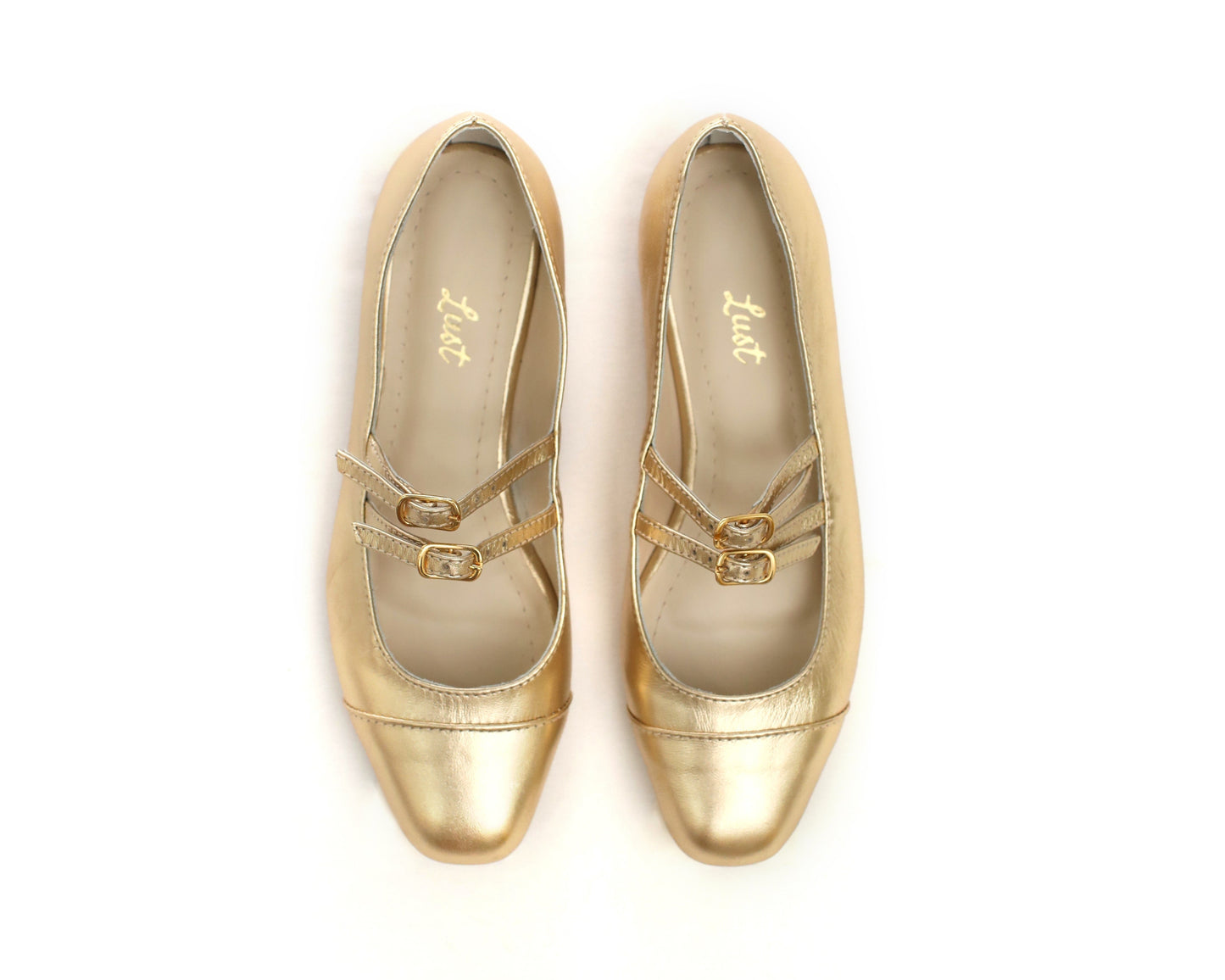 sapatilha bailarina couro dourado