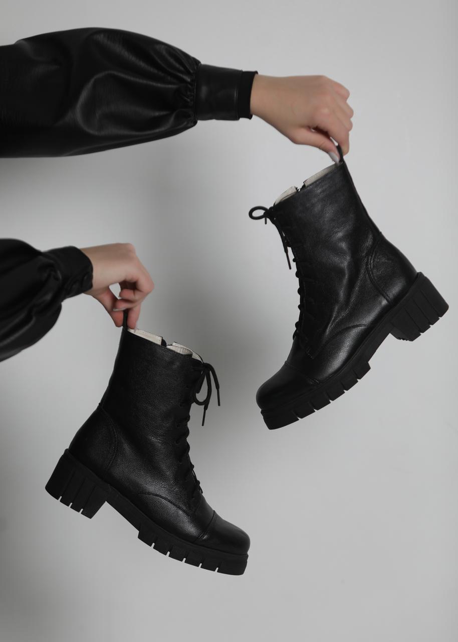 bota coturno heloisa couro preto