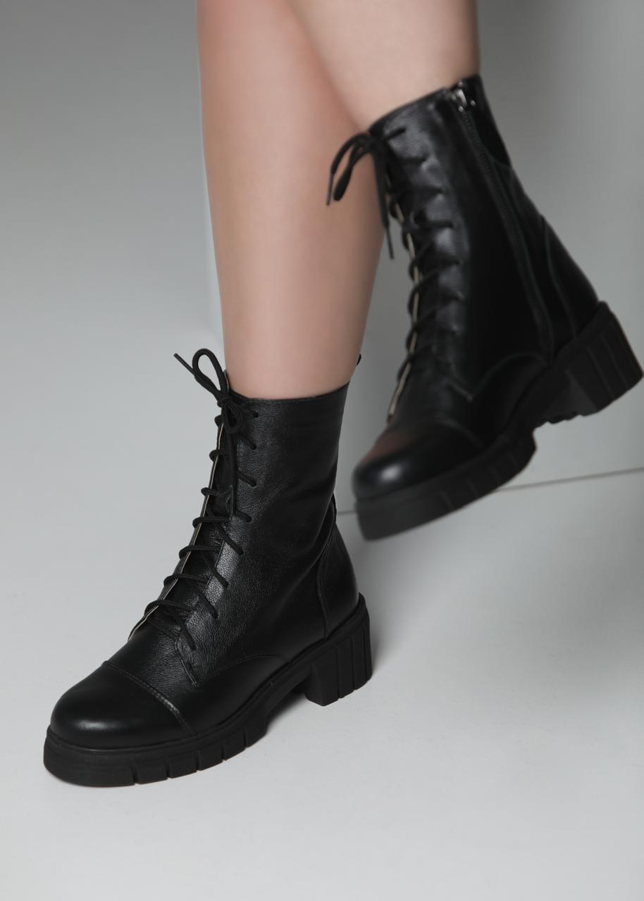 bota coturno heloisa couro preto