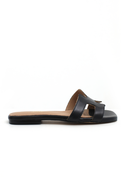 Rasteira Annie Couro Preto