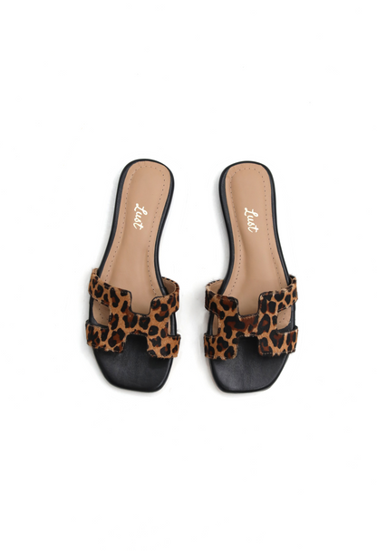 Rasteira Annie Couro animal Print