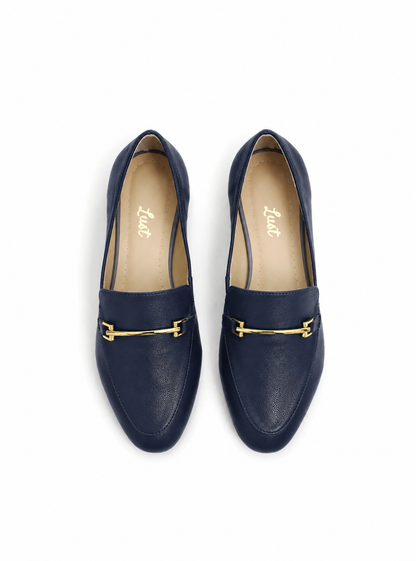 Mocassim Sophie Couro Azul Marinho