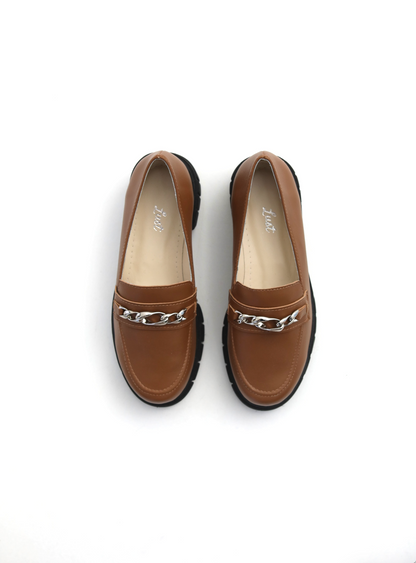 Loafer Tratorado Lara Couro Caramelo
