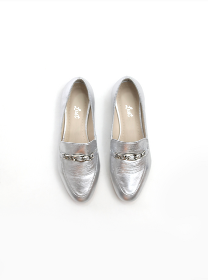 Mocassim Charlotte Couro Prata