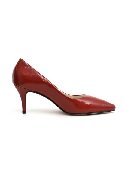Scarpin Antonella Salto Médio Verniz Vermelho
