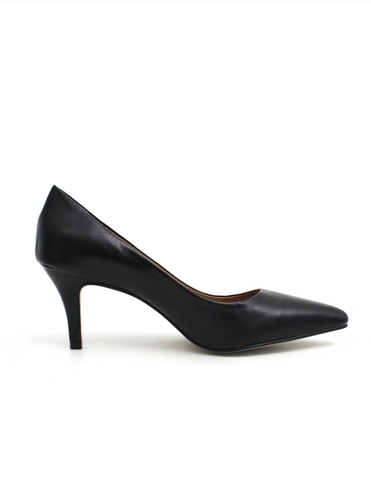 Scarpin Antonella Salto Médio Couro Preto