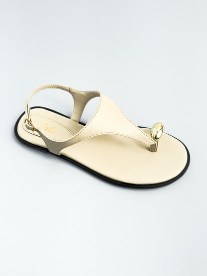 Rasteira Dara Couro Bege