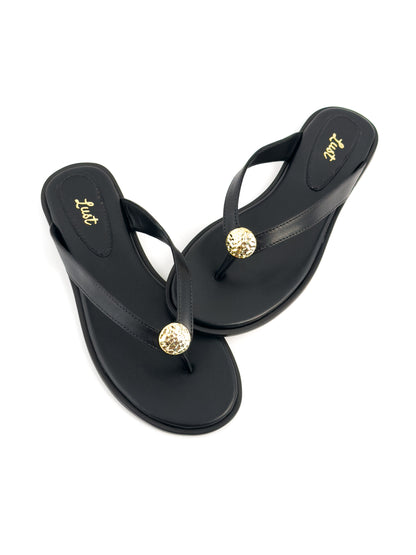 Rasteira Mel Couro Preto