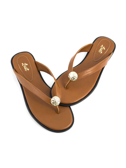 Rasteira Mel Couro Caramelo