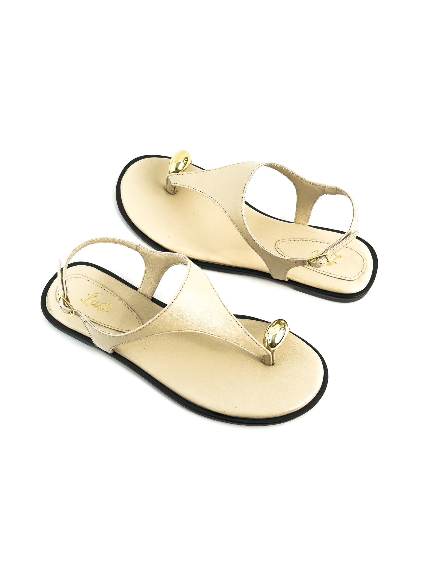 rasteira dara couro bege