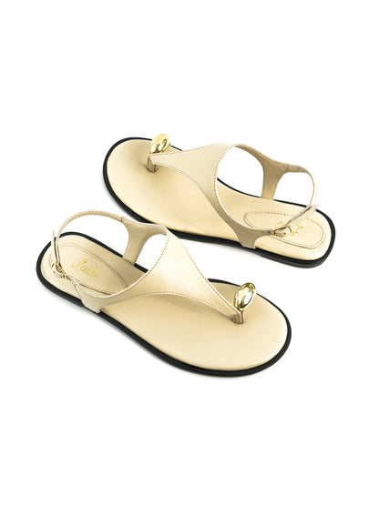 Rasteira Dara Couro Bege