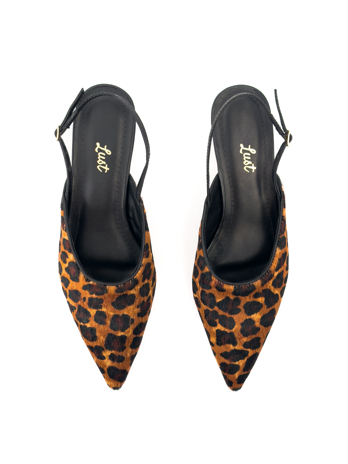 slingback couro animal print salto fino
