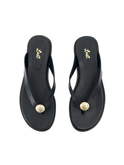 Rasteira Mel Couro Preto