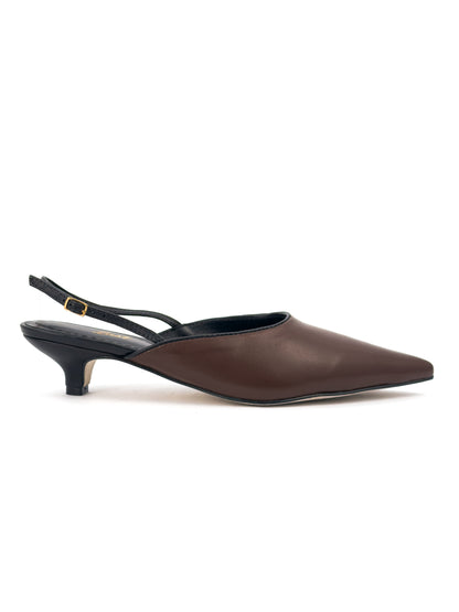Scarpin Slingback Mila Couro Café