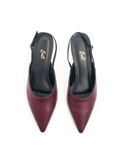 Scarpin Slingback Mila Couro Vinho