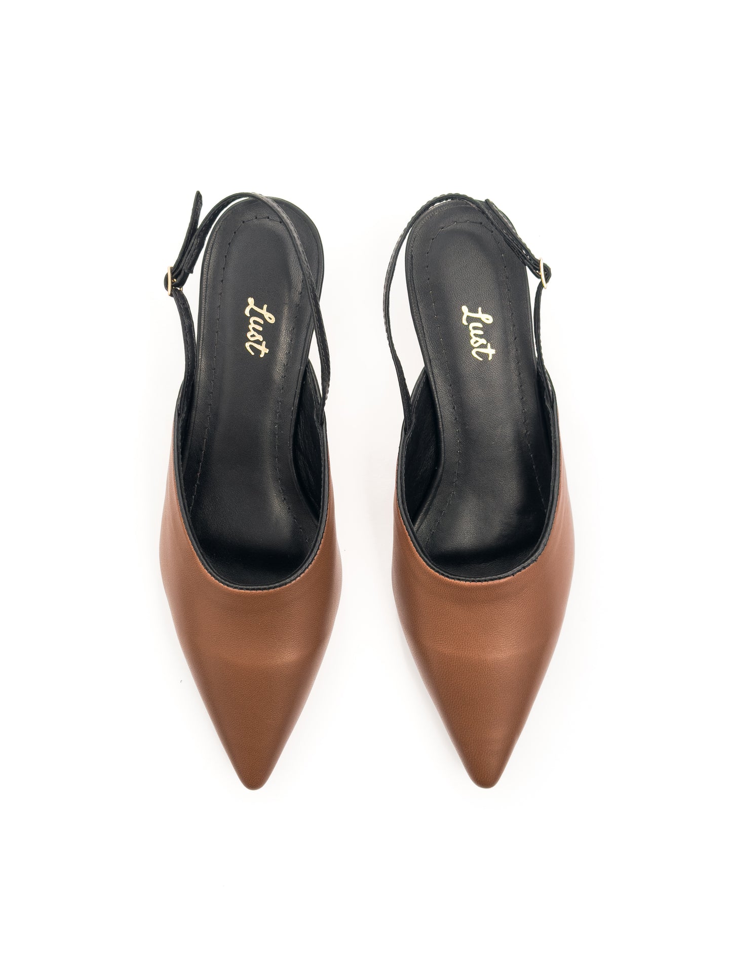 scarpin slingback mila couro caramelo