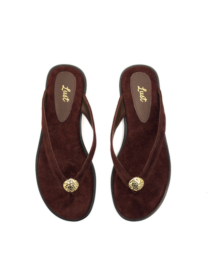 Rasteira Mel Camurça Chocolate