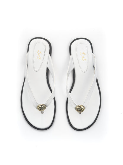 Rasteira Mel Couro Branco