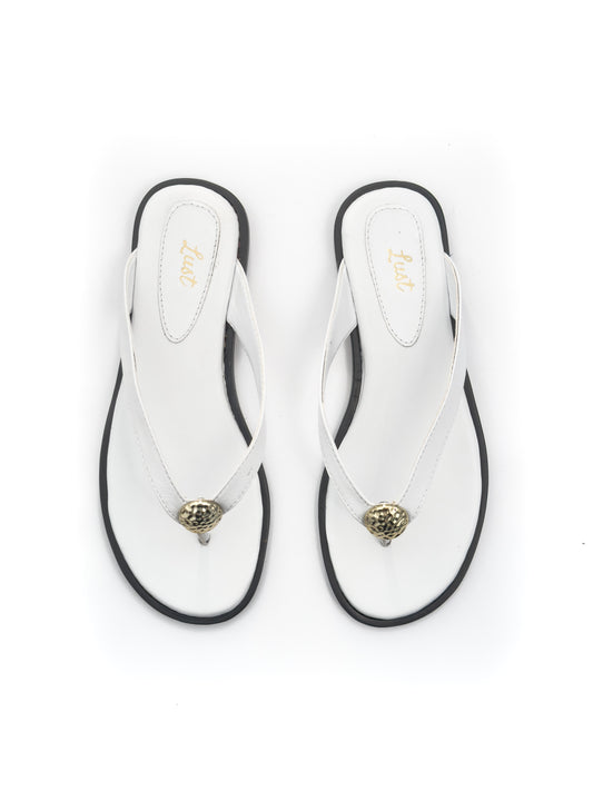 Rasteira Mel Couro Branco