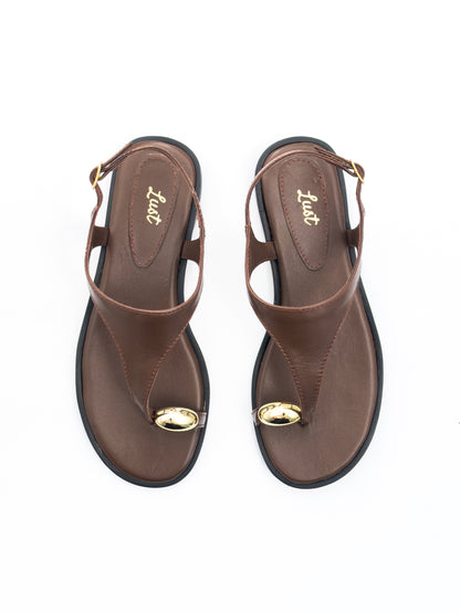 Rasteira Dara Couro Café