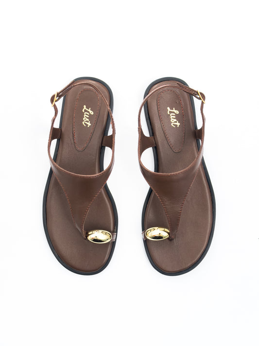 Rasteira Dara Couro Café