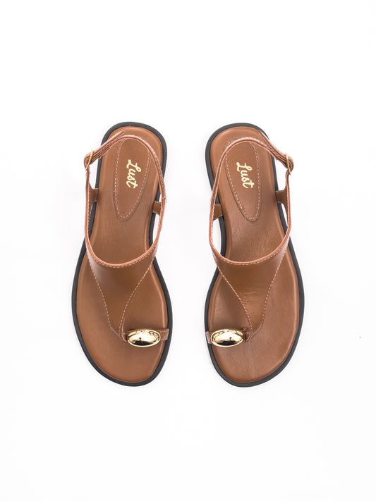 Rasteira Dara Couro Caramelo