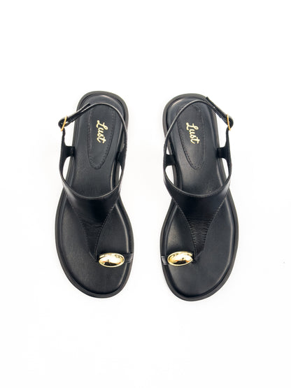 Rasteira Dara Couro Preto