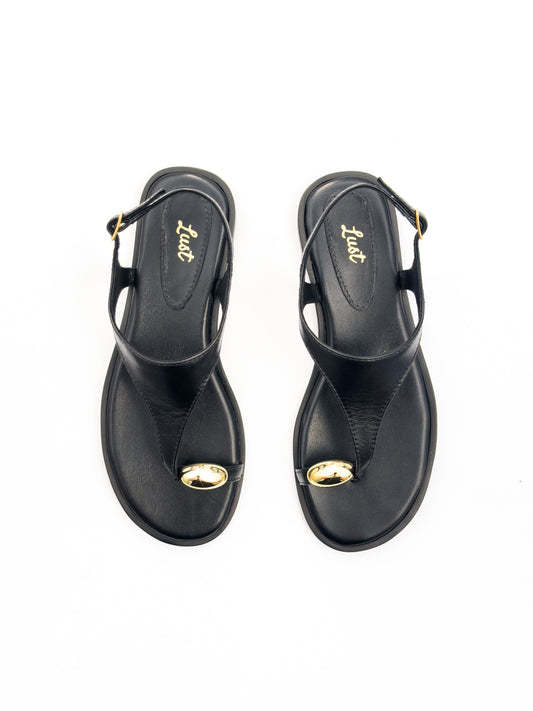 Rasteira Dara Couro Preto