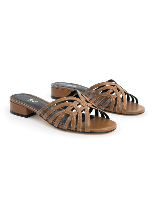 Tamanco Helena Couro Caramelo