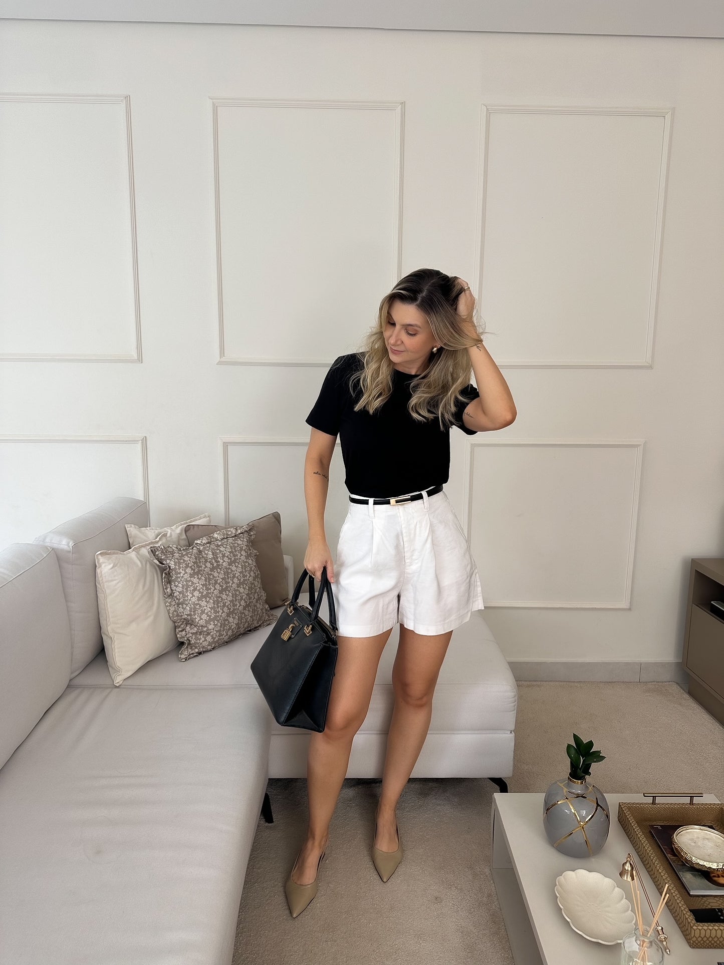 slingback bico fino salto bloco couro nude