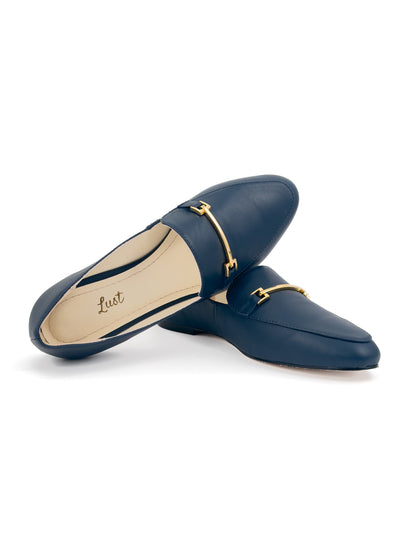 Mocassim Sophie Couro Azul Marinho