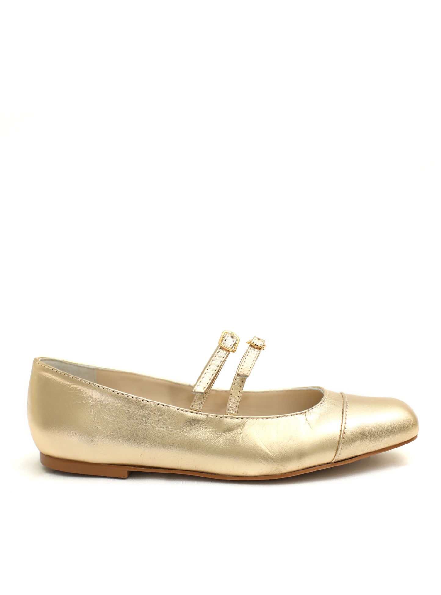 sapatilha bailarina couro dourado