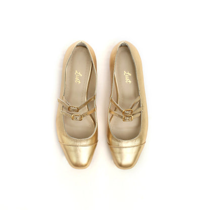 Sapatilha Bailarina Couro dourado