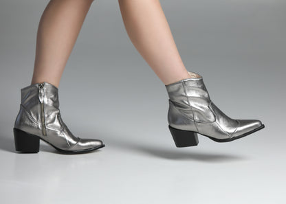 Bota Western couro prata