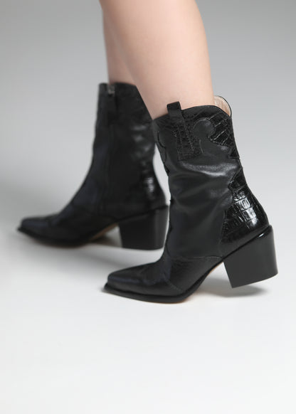 Bota Western couro preto