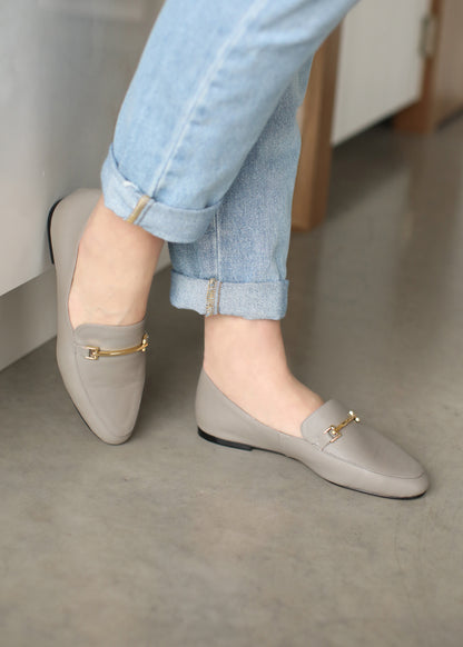 Mocassim Sophie Couro Cinza