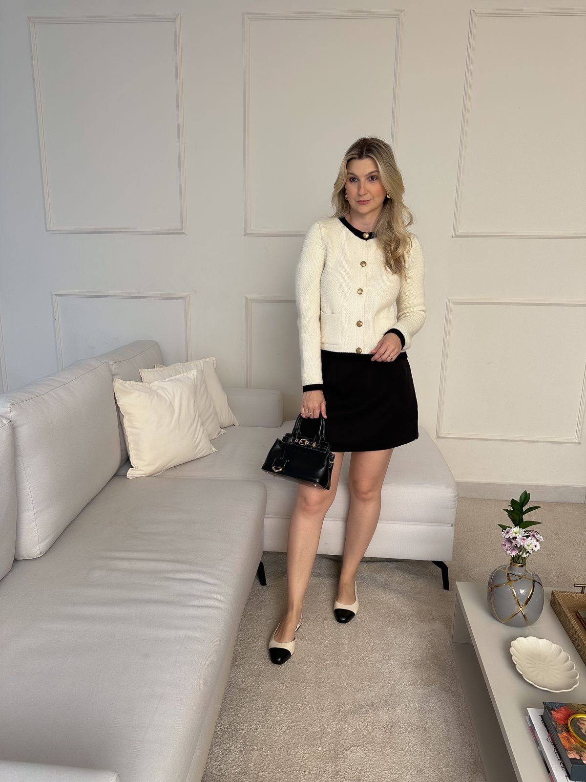 sapatilha slingback couro bege/preto