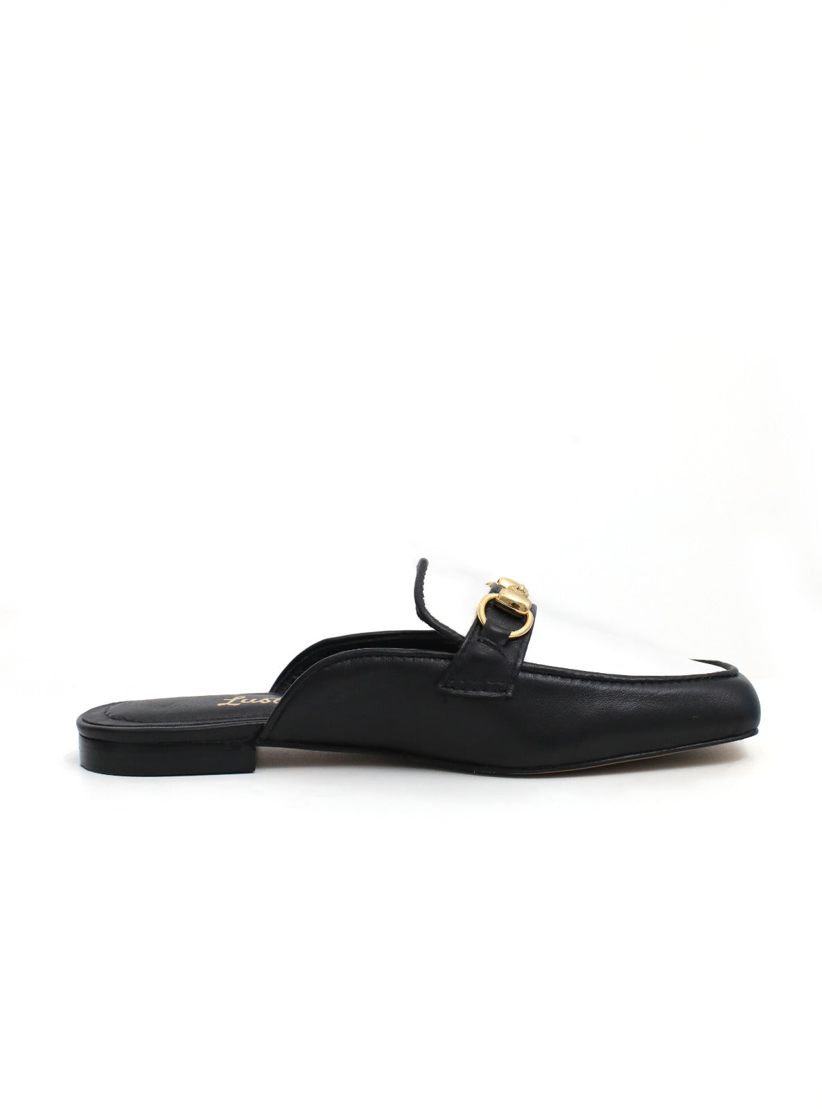 mule cecília bicolor couro preto/branco