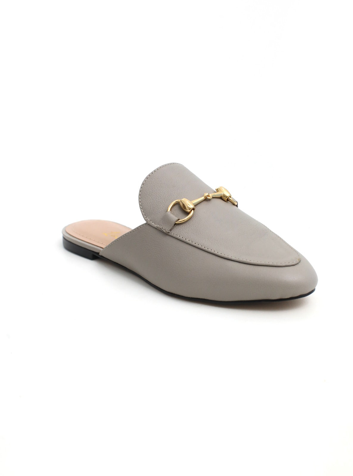 mule sarah couro cinza