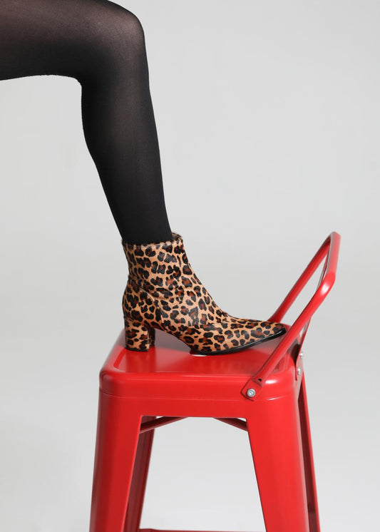 bota Esther couro animal print
