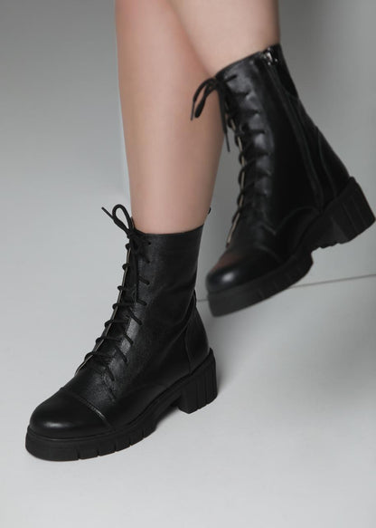 Bota Coturno Heloisa couro preto