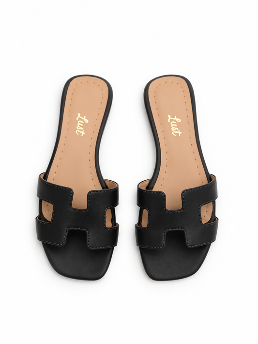 Rasteira Annie Couro Preto