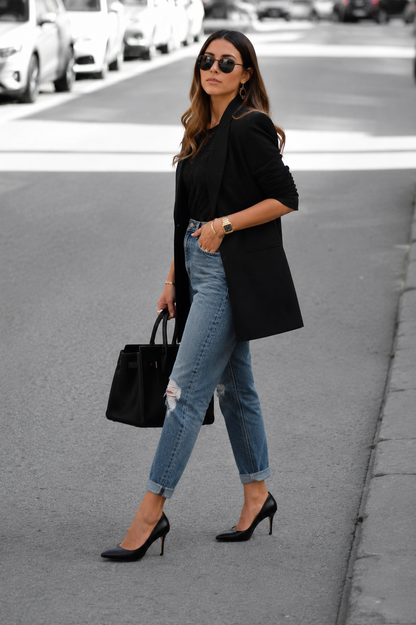 Scarpin Antonella Salto Médio Couro Preto