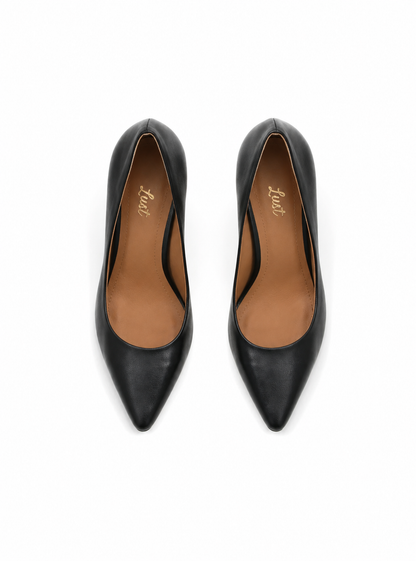 Scarpin Antonella Salto Médio Couro Preto
