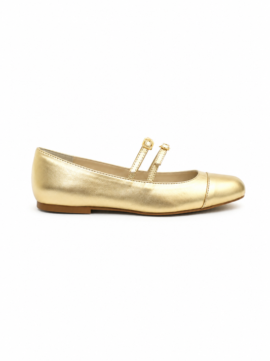 Sapatilha Bailarina Couro dourado