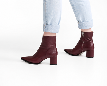 Bota Esther couro bordô