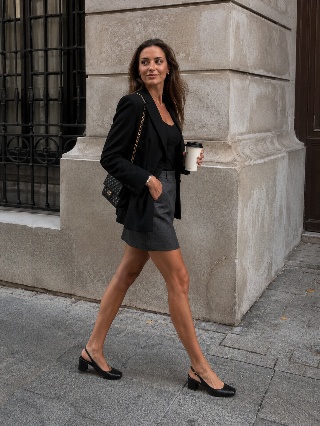scarpin slingback preto salto bloco